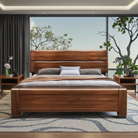 Lits en bois de taille king avec tiroirs pour chambre principale, prix de gros, style moderne minimaliste, bord arrondi, artisanat anti-collision