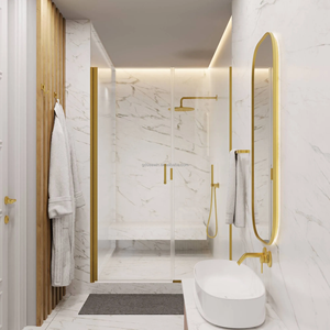 Porte <span class=keywords><strong>de</strong></span> douche moderne sans cadre <span class=keywords><strong>de</strong></span> 10 mm d'épaisseur, avec charnière pivotante, en verre trempé, étanche, garantie à vie pour les hôtels (OEM/ODM) - Product Image 6
