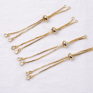 Zircon Box Chain <b>Bracelet</b> Findings <b>Copper</b> Plated For DIY Jewelry Making Spring 2024 Yiwu Origin - Product Image 2