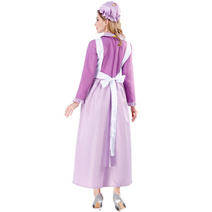 Costume d'Halloween XJ - Robe de demoiselle d'honneur de château, théière violette, soubrette française, jeu de rôle de conte de fées - Product Image 5