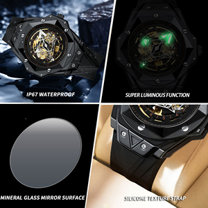 Binbond 3324 Montre mécanique automatique pour homme à grand cadran, tendance, en acier inoxydable, résistante à l'eau 30M, montre de sport - Product Image 6