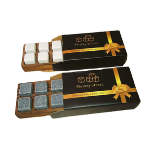Piedras de enfriamiento de whisky en forma de cubo de lujo, bandeja de bambú, filtro de acero inoxidable para enfriar bebidas alcohólicas, herramienta de barra - Product Image 1