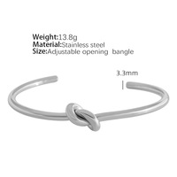 Brazalete Abierto de Acero de Titanio con Nudo Geométrico Retro Resistente a la Decoloración, Joyería de Muñeca en Forma de C para Uso Diario Vintage