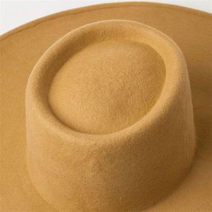 X1272 Sombreros Fedora de Lana Unisex, Ligeros, de Copa Plana, con Ala Ancha, Estilo Catwalk, Gorras de Fieltro con Borde Grande, Ajustables - Product Image 5