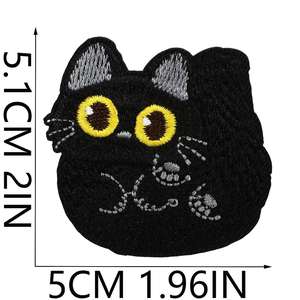 Patch brodé thermocollant écologique Chat Noir Stupid Bandage Kitten pour la décoration de vêtements et de sacs - Product Image 3