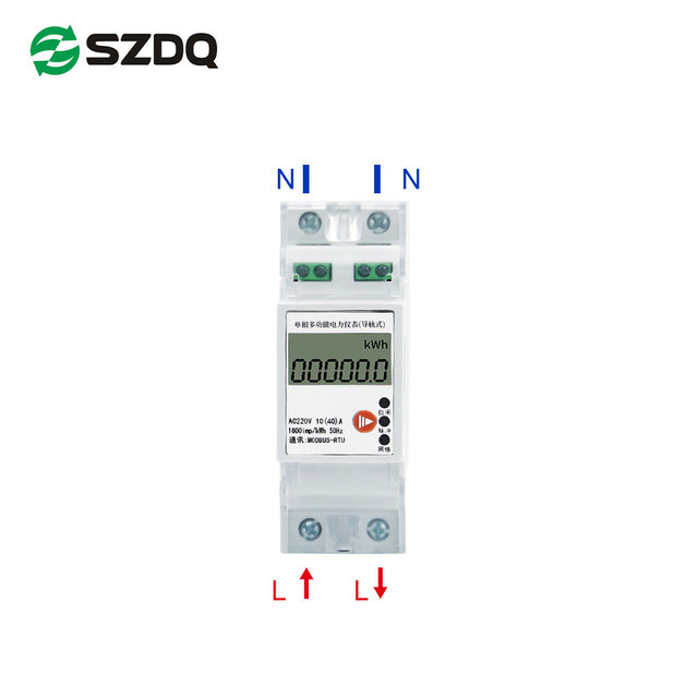 AC 50Hz Digital Single-Phase Energy Meter kWh LCD Display 1.0% Accuracy 40A Max Current Din Rail Wattmeter Industrial Use