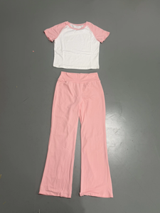 Viviblook Z512ST05 T-shirt d'été décontracté à manches courtes pour femmes Pantalon long décontracté 2 pièces Ensemble pour femmes - Product Image 2