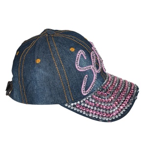 Gorra de Béisbol Deportiva de 5 Paneles para Mujer con Logotipo Personalizado, Adorno de Diamantes de Imitación, Tela Vaquera Ligera, 100% Algodón, Verano - Product Image 3