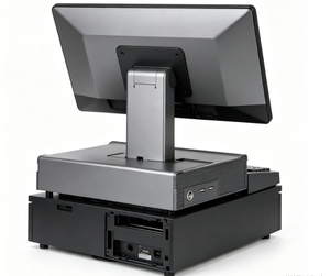 Reinforced Metal 15.6 inch Dual Screen <b>POS</b> <b>System</b> with Cash Drawer 80mm Printer for High Traffic Fresh Food Market Workstation - Product Image 3