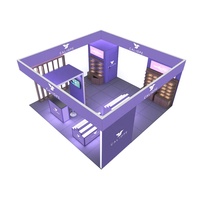 Stand de Exhibición de 20x20 pies para Ferias Comerciales, Estructura de Aluminio Personalizada, Impresión SEG, Mostrador con Iluminación LED