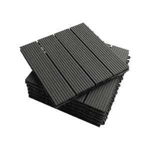 Wood Plastic Composite Buckle Splicing Floor Wpc 300*300*22mm Interlock Black Decking Tiles Outdoor