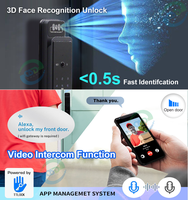 Interphone vidéo intelligent avec application TTlock, déverrouillage automatique par reconnaissance faciale, déverrouillage à distance via application WiFi, surveillance en temps réel, caméra intelligente intégrée