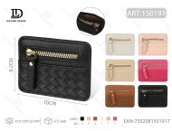 Portacarte con cerniera piccola con motivo intrecciato 5,5 x 8,5 cm in pelle PU dal design minimalista per carte - Product Image 1