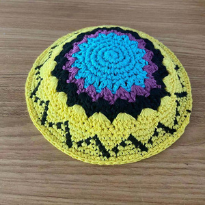 Kippot juif personnalisé tricoté broderie <span class=keywords><strong>DMC</strong></span> <span class=keywords><strong>coton</strong></span> Crochet Israël Kippah chapeau - Product Image 5