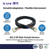 Arnés de Extensión Personalizado ZH1.5 6P Macho-Hembra, Cable Circular de PVC UL1571 26AWG con Terminal Chapado en Oro para Sensor de Electrodomésticos e Intercomunicador