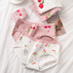 Braguitas de Algodón 100% para Mujer, Estilo Hipster, con Estampado Digital de Rosas, Cintura con Lazo, Sin Costuras, de Tiro Bajo, Antibacterianas - Product Image 3