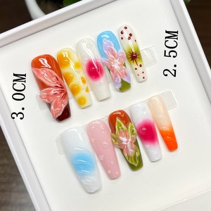 <span class=keywords><strong>Uñas</strong></span> Postizas Francesas Hechas a Mano en 3D, Forma de Almendra, Acrílicas, Reutilizables, Venta al Por Mayor - Product Image 5
