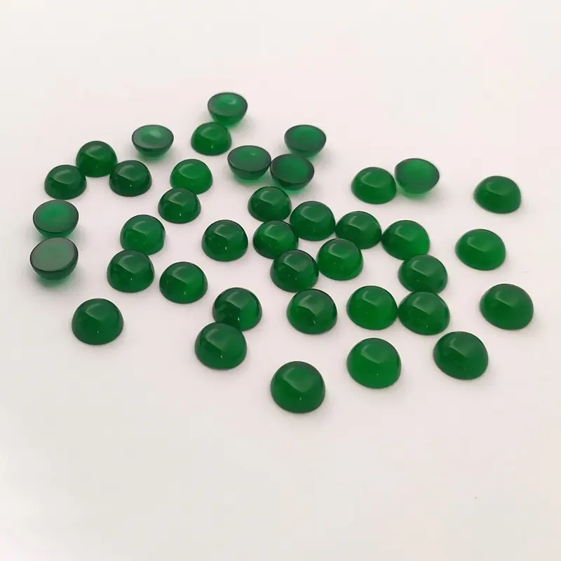 Allentato della pietra preziosa verde agata calcedonio verde rotonda cabochon