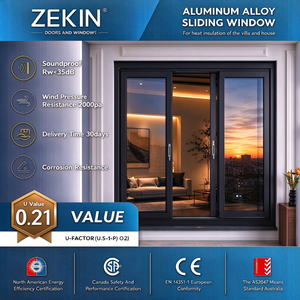 Ventana Corredera de Aleación de Aluminio Zekin, Marco Negro, Aislamiento Térmico, Insonorizada, para Casa o Villa - Product Image 1