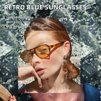 Lunettes de soleil rétro vintage 2026 pour femme, montures dorées/transparentes/blanches, verres bleus, vente en gros