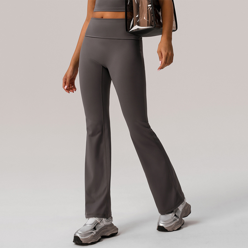 Custom Logo Quick Dry Folding High Waisted And Hip Lifting Yoga Leggings Tight Fitting Wide Leg Flared Dance Sports Pants