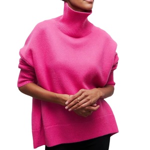 Manifattura stile personalizzato o Logo ODM vendita calda tinta unita temperamento a collo alto Pullover da donna maglioni eleganti Oversize - Product Image 1