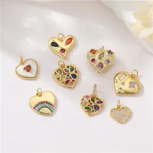 Fashion DIY Zircon Heart Pendant Jewelry Accessories Heart Shaped Necklace Charms Jewelri Findings