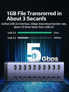 UGREEN ฮับ USB 2.0 16 พอร์ต อลูมิเนียมอัลลอย พร้อมอะแดปเตอร์ไฟ DC 12V 4A สำหรับการทดสอบการคัดลอกข้อมูลและการแฟลชโทรศัพท์จำนวนมาก - Product Image 4