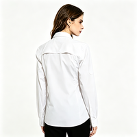 Chemise boutonnée pour femme en nylon blanc 100% premium, respirante, infroissable, décontractée, pour le bureau et l'extérieur, avec logo personnalisé
