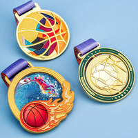 Médaille de compétition sportive ronde plaquée or pour le basketball, plaque en cristal à sable mouvant, souvenir créatif, trophée sportif avec impression de logo