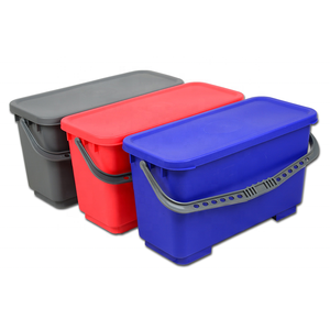 Cheap Plastic Blue Red 6 Gallon 25L Square Flat Mop Microfiber Bucket with Handle and Lids for Commercial Industrial Cleaning