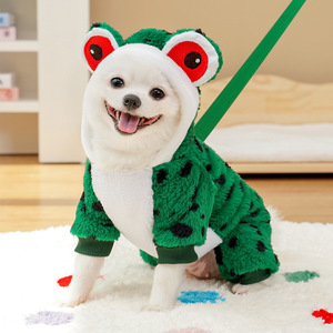 Frog Costume <b>Dog</b> <b>Coat</b> Four-Legged Green <b>Warm</b> Winter Clothes For Small <b>Dogs</b> Pet Apparel Animal Pattern Funny Style - Product Image 2