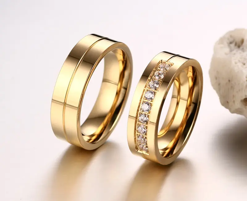 Eternity Wedding Bands Rvs Gouden Ringen Paar