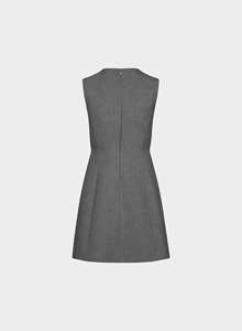 Robe mini fourreau ajustée sans manches à col ras du cou pour femme, couleur unie, tenue de bureau professionnelle, en tissu tissé, robe mini formelle unie - Product Image 6