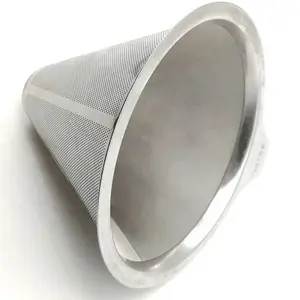 Filtre à cône sans papier de 25 microns pour filtre à café goutte à goutte en acier inoxydable