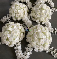 Boule de Fleurs Artificielles H86 Centres de Table de Mariage Roses Pivoines Grande Boule de Fleurs Blanche pour Décoration de Table de Mariage