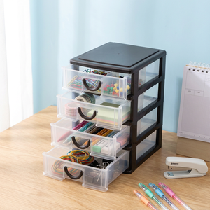 Stackable Desktop Organizer with Clear <strong>Drawers</strong> 5-Tier <strong>Plastic</strong> <strong>Storage</strong> <strong>Unit</strong> for Home Office Desk Stationery Accessories Supplies - Product Image 3