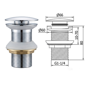 Vanne de vidange de lavabo moderne en laiton massif chromé, anti-corrosion, à <span class=keywords><strong>clic</strong></span>-<span class=keywords><strong>clac</strong></span>, G1-1/4, pour salle de bain et baignoire - Product Image 6