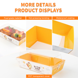 Bandeja de Sushi de papel <span class=keywords><strong>Kraft</strong></span> biodegradable <span class=keywords><strong>rectangular</strong></span> personalizable Embalaje desechable <span class=keywords><strong>Caja</strong></span> de pulpa para llevar de grado alimenticio con tapa - Product Image 5