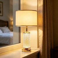 Lampe de chevet moderne et minimaliste de style américain, design de créateur, pour chambre à coucher, salon, bureau, avec abat-jour en lin décoratif, lampe de bureau LED tactile