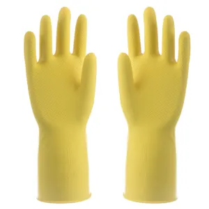 Work Gloves Long Cuff Flocklined Custom Factory Wholesale Washing Dish Type Reusable Latex Household Cleaning Rubber Custom Logo