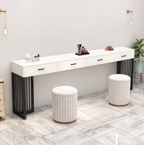 Modern Makeup Dressing <b>Table</b> Commercial Salon <b>Vanity</b> White Storage Desk With <b>Stool</b> for Beauty Studio Wedding Dress Shop - Product Image 1