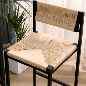 Honey <b>Bar</b> <b>Stools</b> Set of <b>2</b> Paper Rope Weave Dining Chairs with Back Hand Weave <b>Stools</b> for Kichen Island - Product Image 2