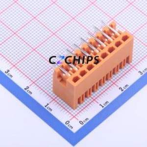 KF2EDGERC-3.5-2*8P Plug-in Terminal Block Bent Lead Through Hole,P=3.5mm Board-to-Board / Socket - Closed 2x8P 3.5mm Orange - Product Image 2