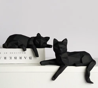 Ensemble de 2 sculptures de chats en résine, ornements d'art moderne à facettes, style antique, pour décoration de bureau et meuble TV
