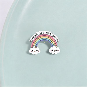 Épinglette en émail personnalisée « Diffusez le bonheur, pas les germes », badge métallique nuage arc-en-ciel, citation amusante, épinglette de revers, cadeau de bijoux créatif - Product Image 3