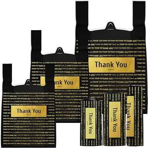 Thank You Biodegradable Side Gusset Shopping Bags with Handle Custom Logo PE <b>Material</b> for Supermarket <b>Packaging</b> - Product Image 1