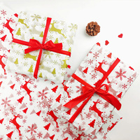 Papier d'emballage de Noël écologique imperméable à prix d'usine, 17g, logo imprimé personnalisé, papier kraft pour emballage cadeau