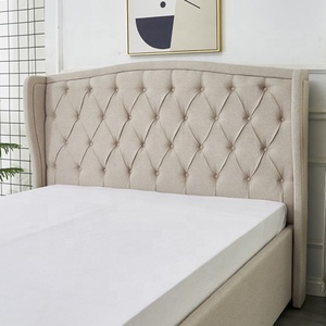 Lussuosa fabbrica di Honglin all'ingrosso colore Beige bottoni alata morbida testiera in velluto <span class=keywords><strong>tessuto</strong></span> imbottito doppio <span class=keywords><strong>letto</strong></span> - Product Image 6