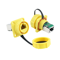 Connecteur femelle plat RJ45 étanche IP68 Lshitech avec contacts en cuivre pour PCB/soudure/passe-câble, adaptateur droit de qualité industrielle